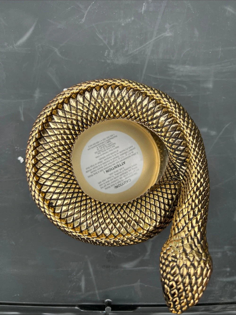 Bath and Bodyworks Decorative Gold Snake reptile candle holder